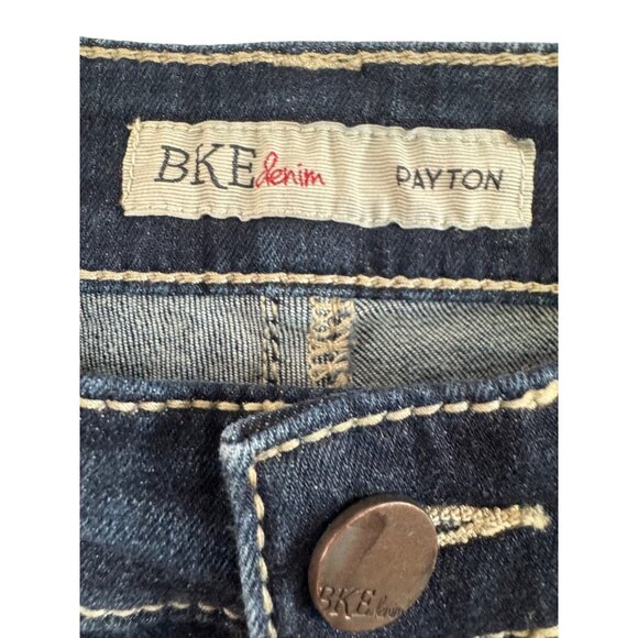 BKE Denim Payton Bootcut Jeans Womens Size 31XL Dark Wash Distressed Stretch Cot - Picture 5 of 7